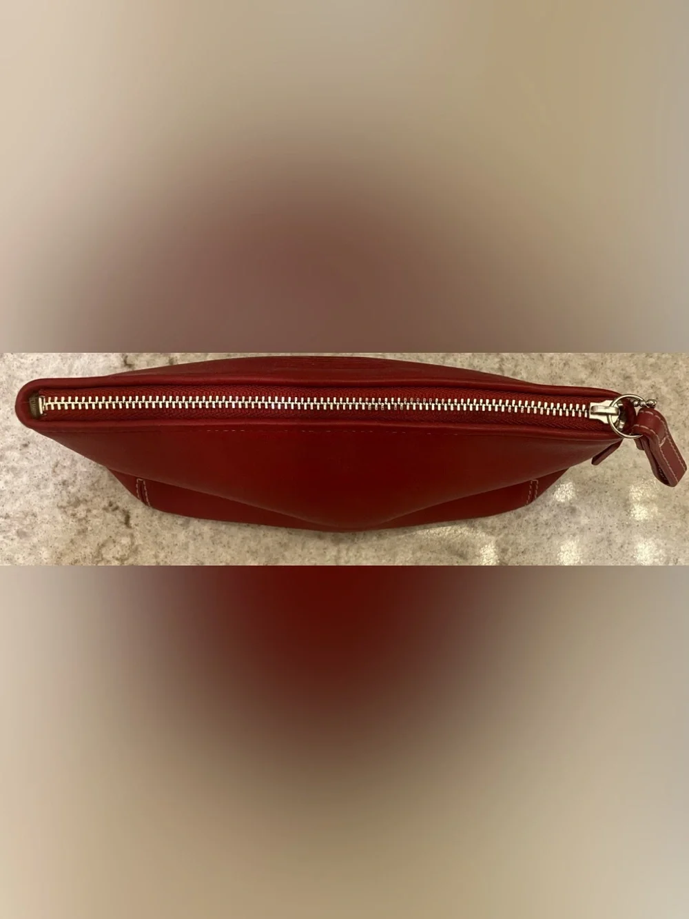 Vintage COACH Red/Burgandy Leather Accessory Cosmetic Bag